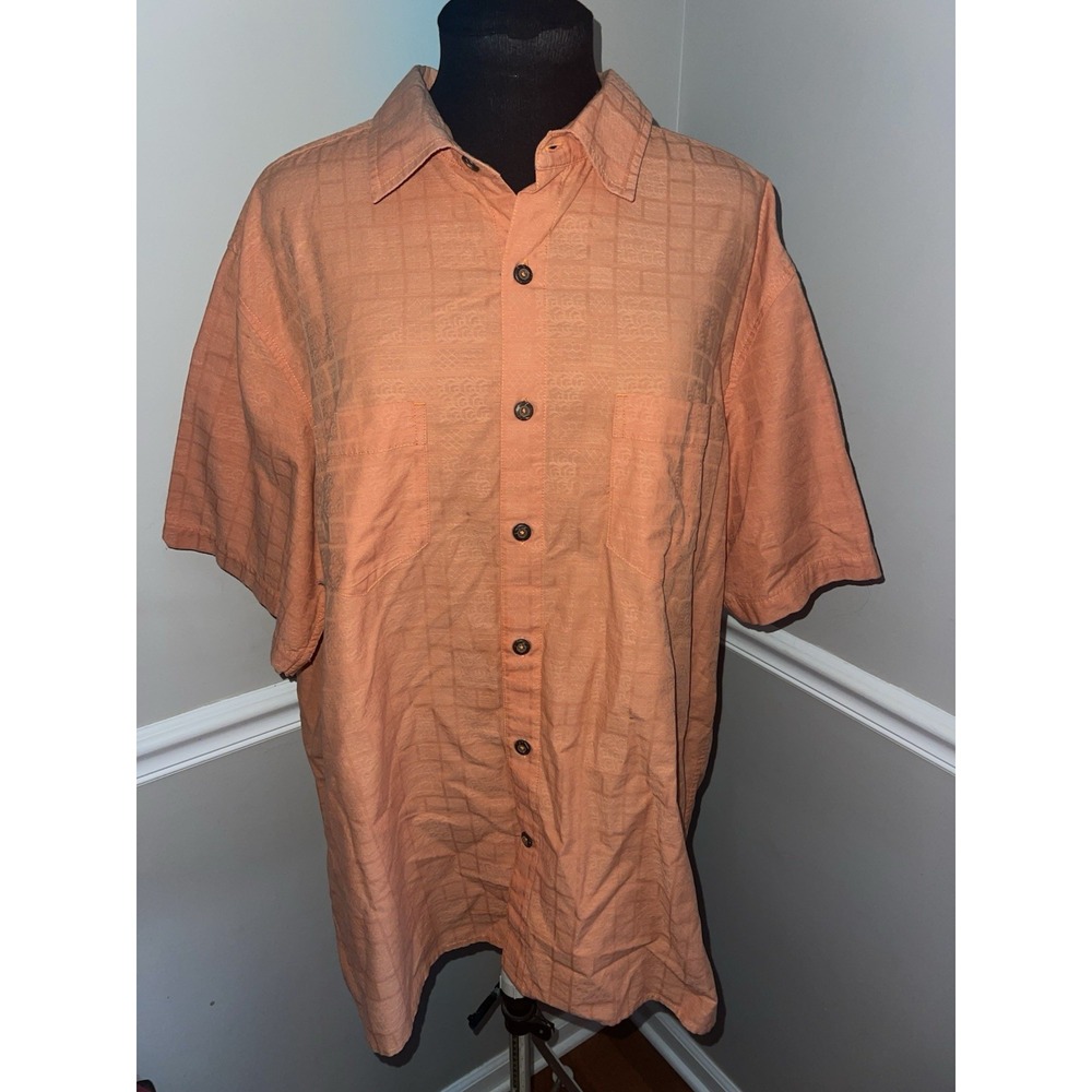 Territory Ahead Orange Jaccard Pattern Mens Shirt XL Vacation Cruise